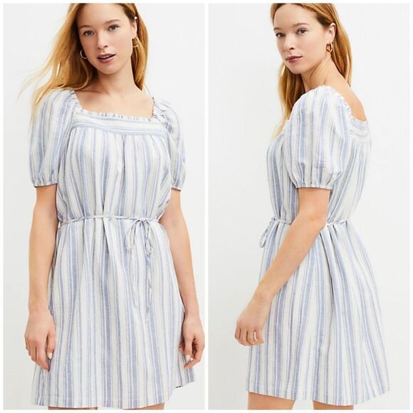 LOFT Dresses & Skirts - LOFT Striped Square Neck Shift Dress size Small